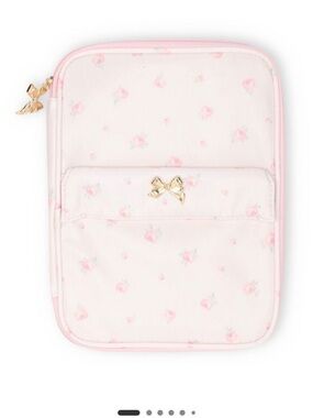 LoveShackFancy.  Pink Floral with Gold Bow Accent.  Tech organizer.